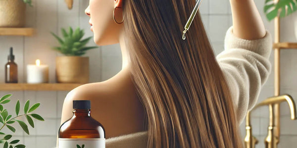Woman using Batana oil By Keyoma for hair growth
