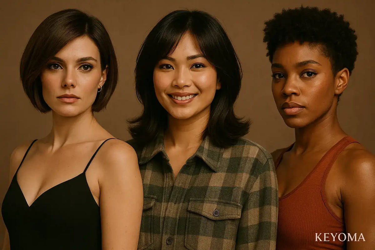 Keyoma image of women with different low-maintenance hairstyles
