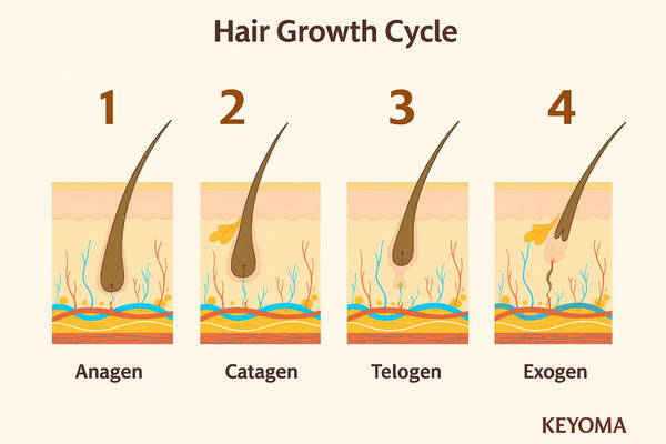 Keyoma infographic of the hair growth cycle (4 stages of hair growth)