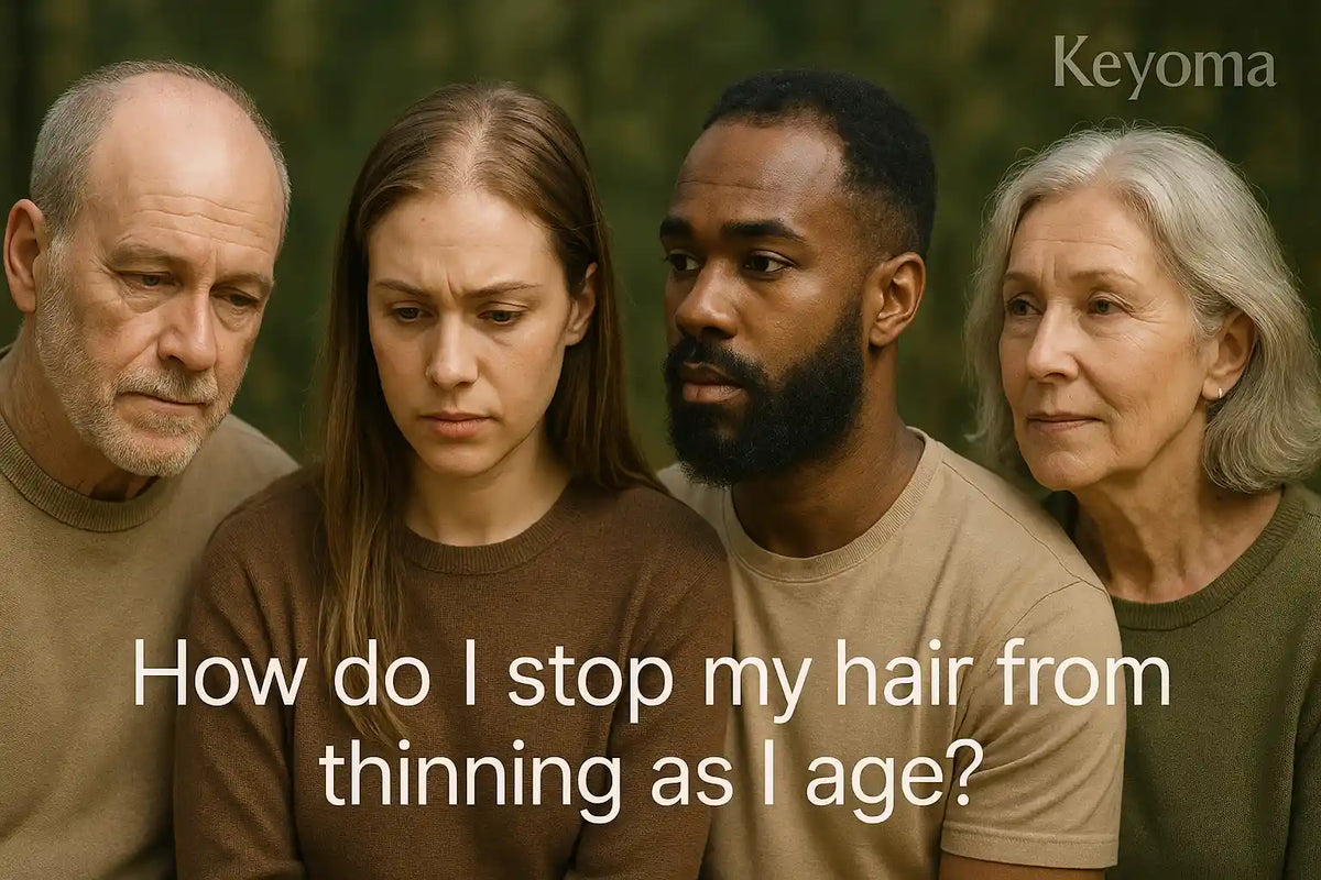 Keyoma aging hair illustration with scalp and beard