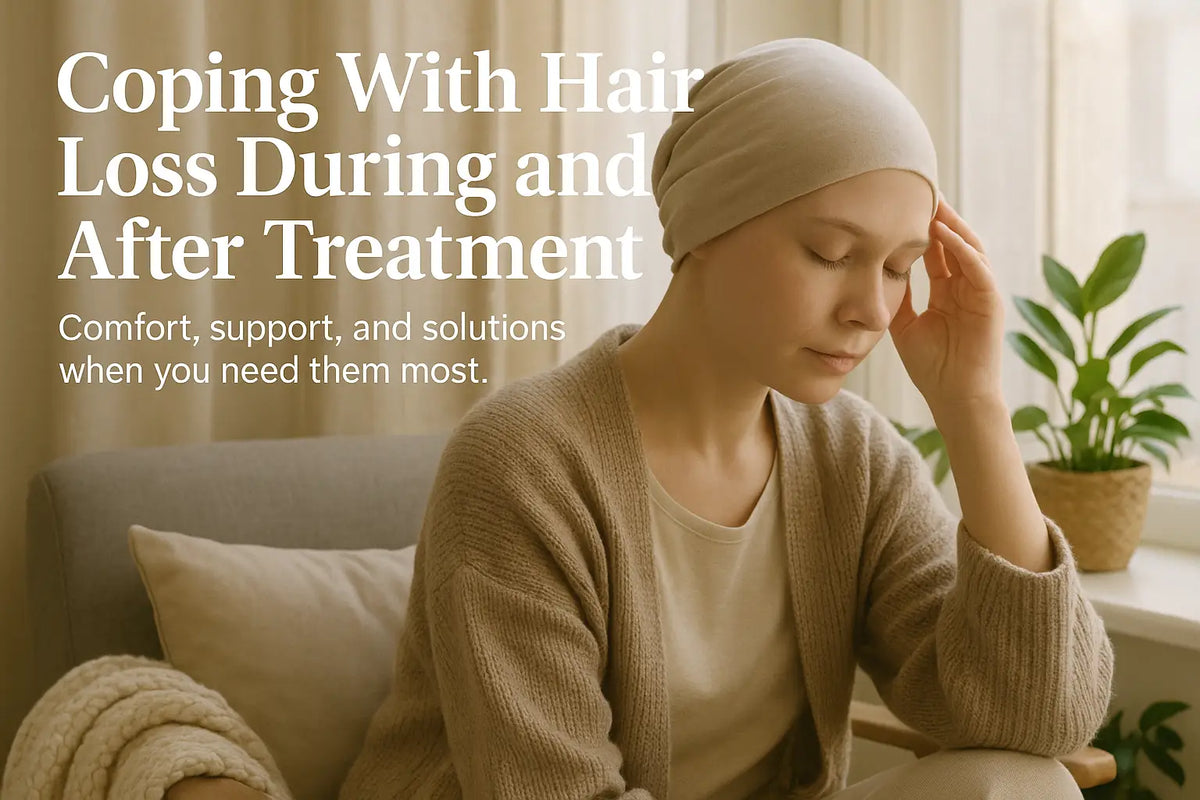 A woman in a headscarf rests peacefully by the window, capturing the quiet strength many experience during treatment—part of Keyoma’s message of support for those facing hair loss.