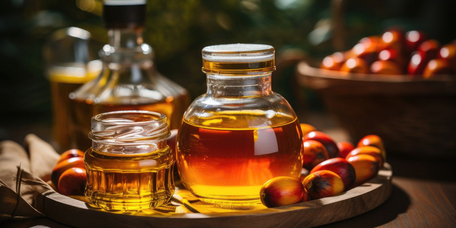 A jar of pure Batana oil with a rich, dark brown color and a smooth, buttery texture, placed next to Batana nuts, showcasing authentic, unrefined Batana oil for hair growth benefits