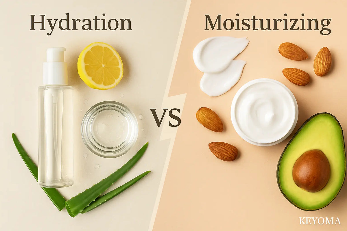 Keyoma-illustration-of-hair-hydration-vs-moisturizing