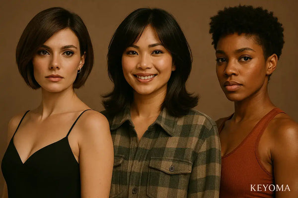 Keyoma image of women with different low-maintenance hairstyles