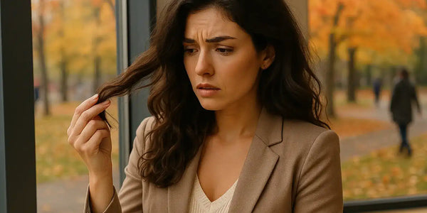 Keyoma image of a woman dealing with seasonal hair loss