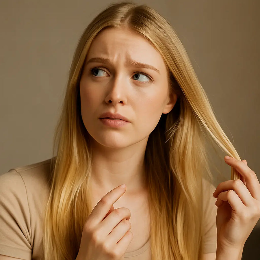 Keyoma image of a blonde woman wondering why is my hair so oily