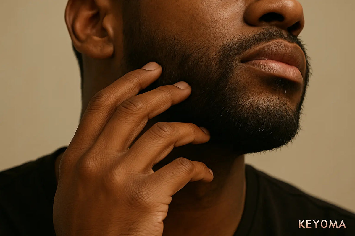 Keyoma illustration of a man dealing with itchy beard