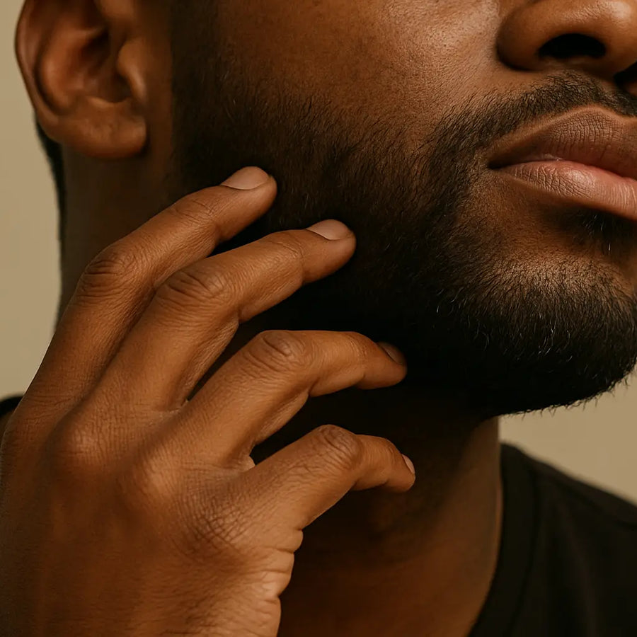 Keyoma illustration of a man dealing with itchy beard