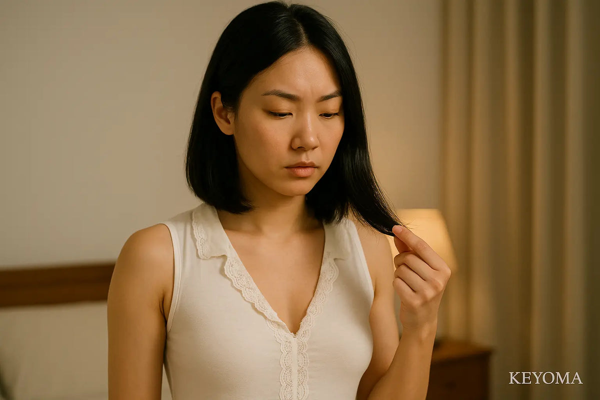 Keyoma image of a woman with short hair dealing with hair that stopped growing