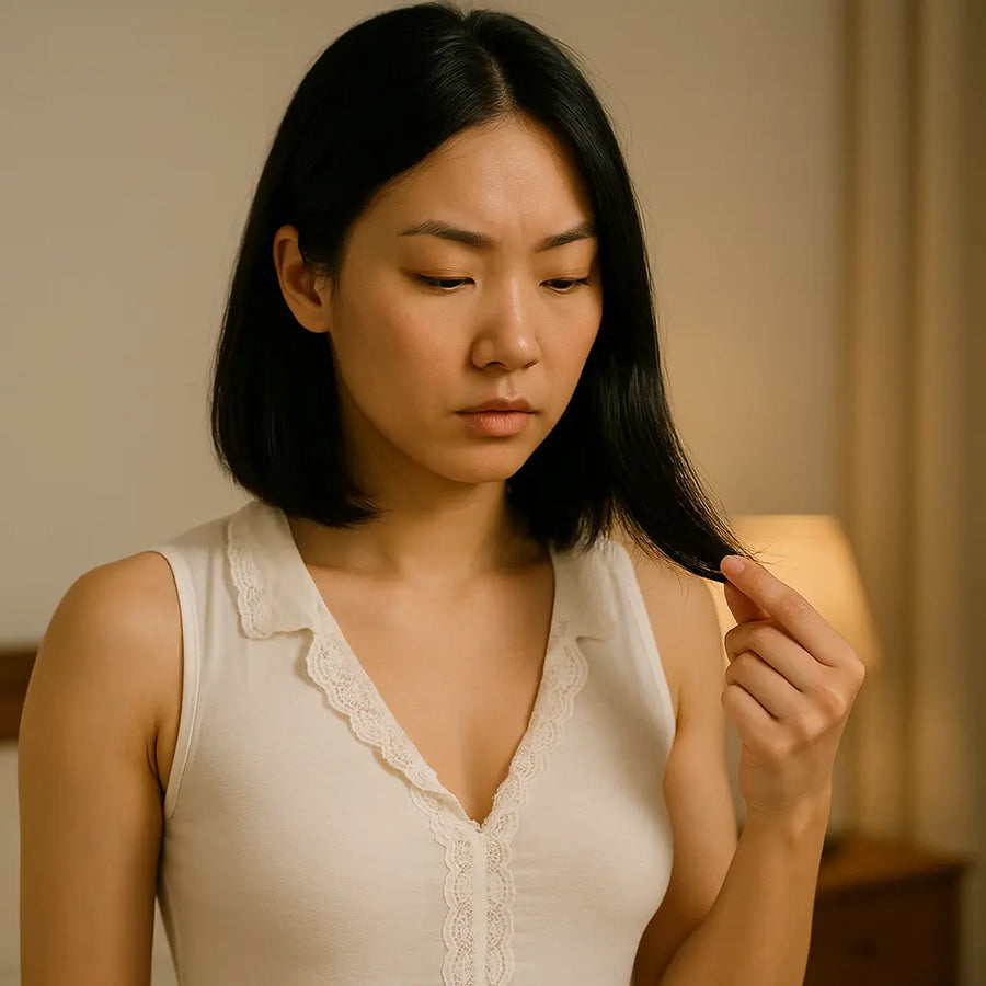 Keyoma image of a woman with short hair dealing with hair that stopped growing