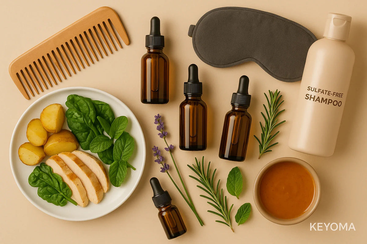 Keyoma illustration of home remedies to stop balding