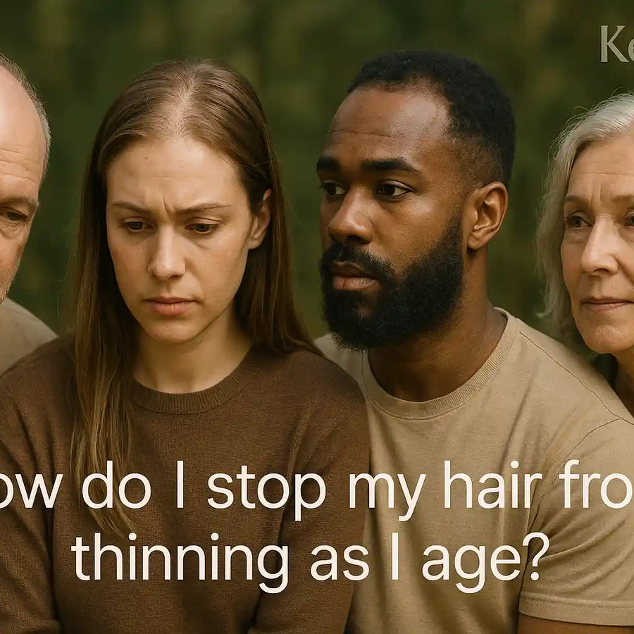 Keyoma aging hair illustration with scalp and beard