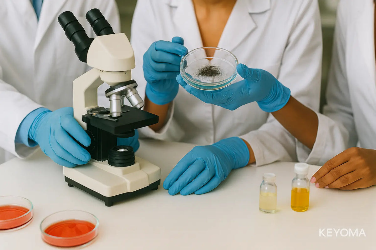 Keyoma image of scientists doing research and lab experiments with hair regrowth treatments
